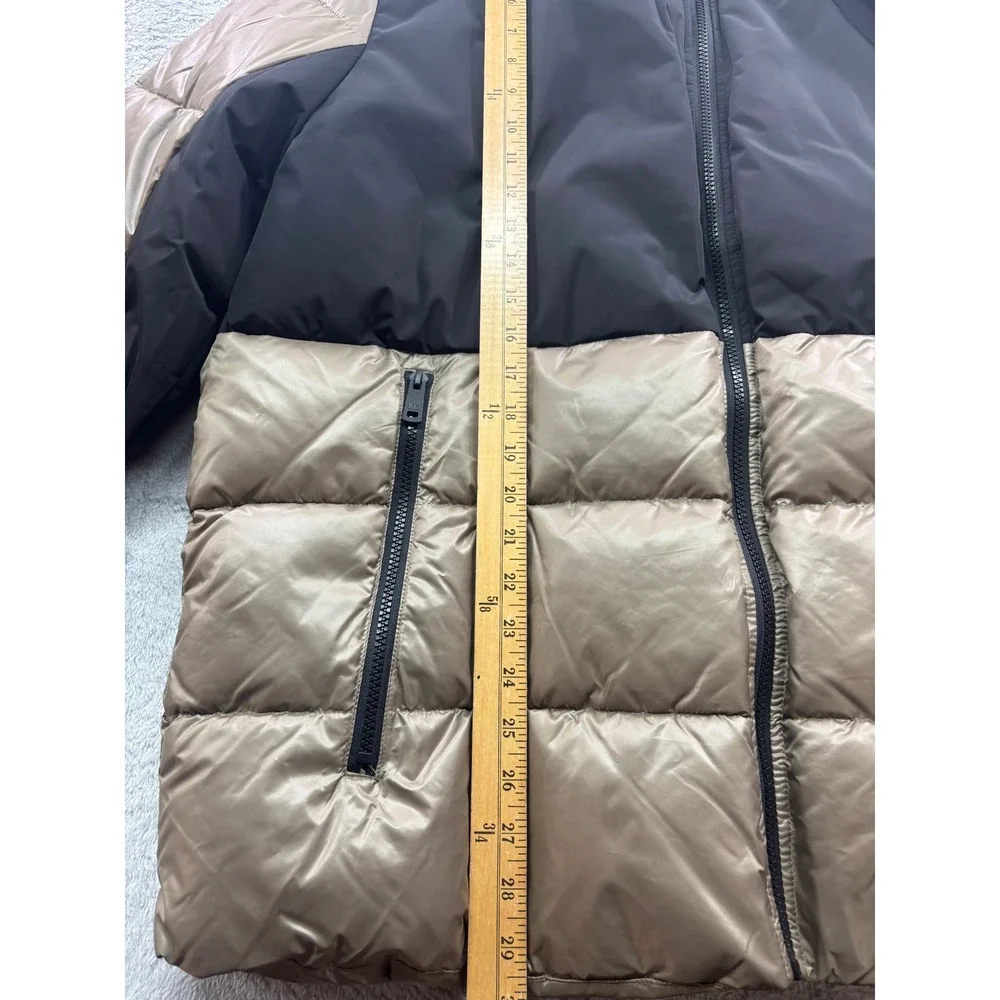 Kenneth Cole Puffer Jacket Hooded Black Tan Color Block Full‎ Zip Mens XXL